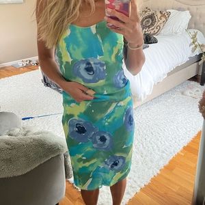 Green and blue floral matching skirt set